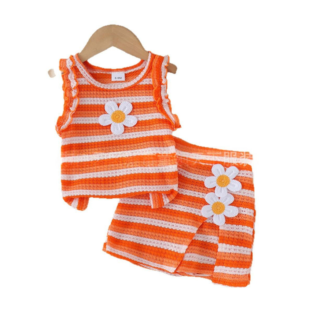 Ensemble de vêtements pour enfants orange et shorts