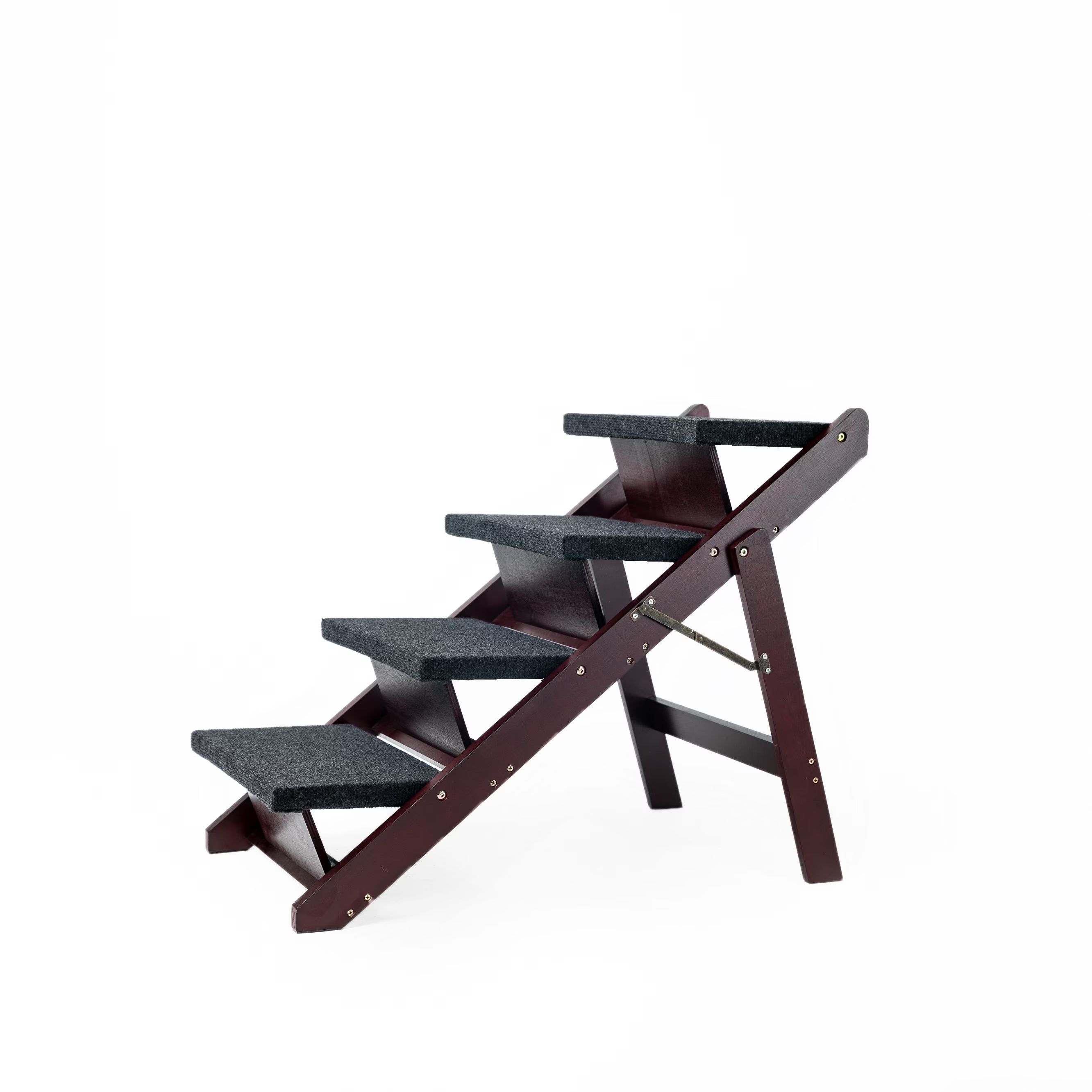 Escaliers de chien en bois Étapes - pliable 4 niveaux Escaliers et rampe pour animaux de compagnie parfait pour les lits et les voitures -