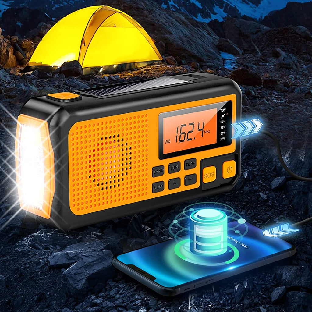 Radio multifonctionnelle d'urgence à propulsion manuelle solaire