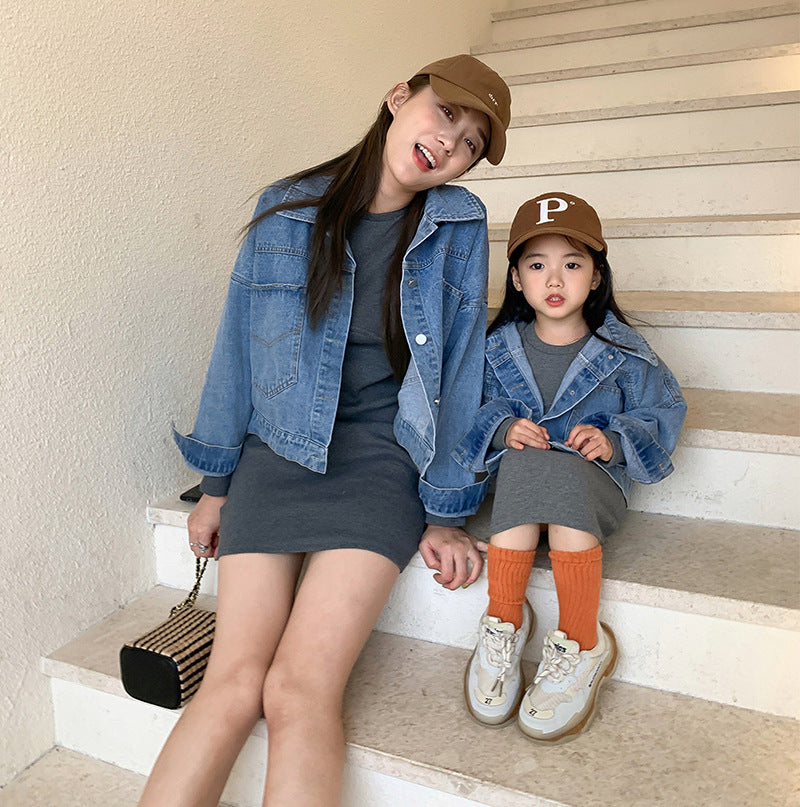 Veste de denim casual costume de jupe tricotée stretch
