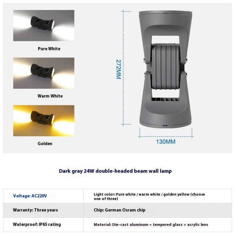 Lampe murale extérieure étanche Facade éclairage double tête