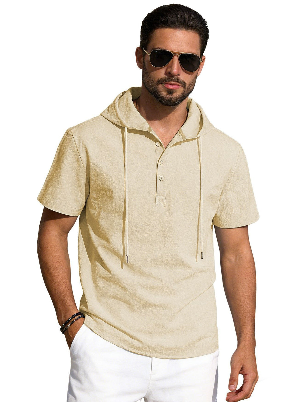T-shirt à capuche manches courtes en coton pour hommes