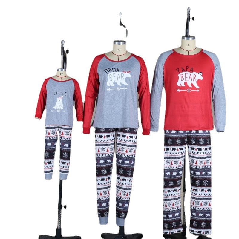 Parent-enfant de Noël Européen et américain imprimé costume à manches longues