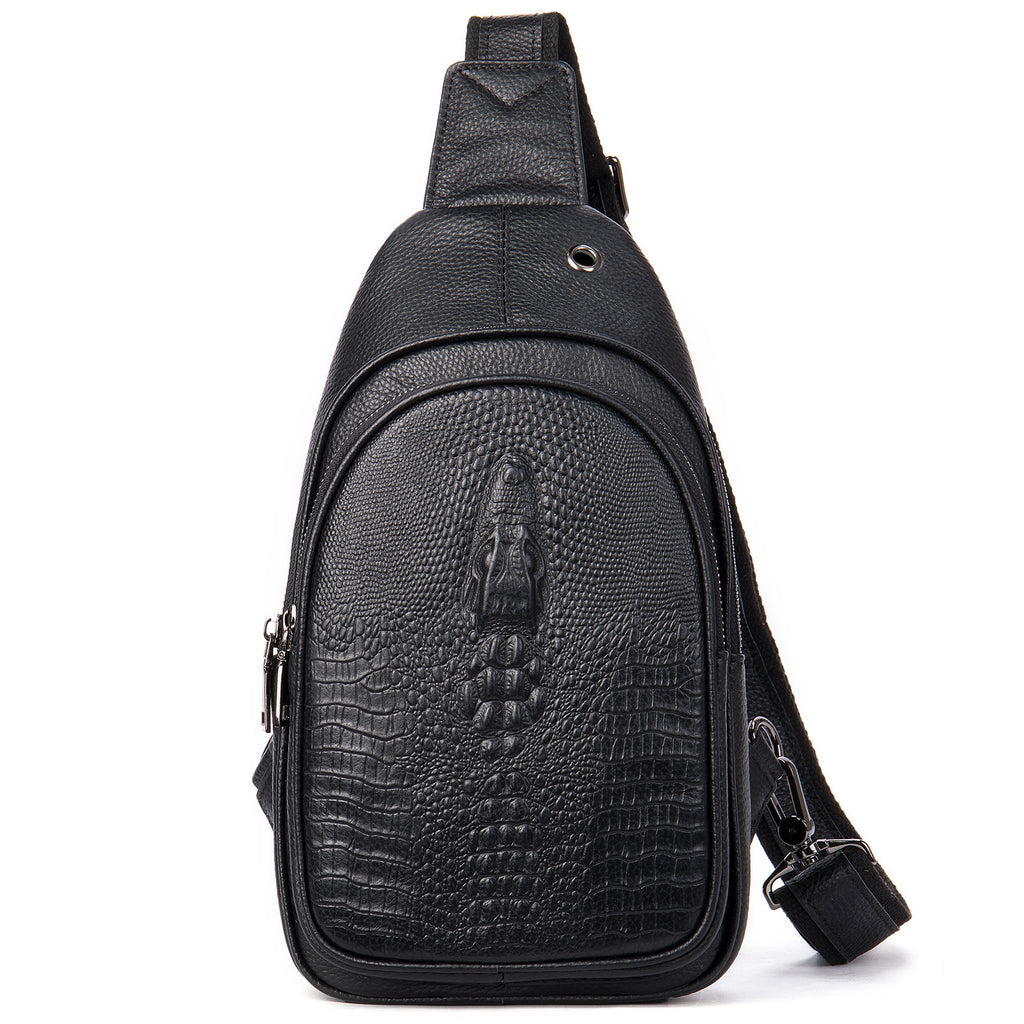 Sac de poitrine en cuir véritable pour homme