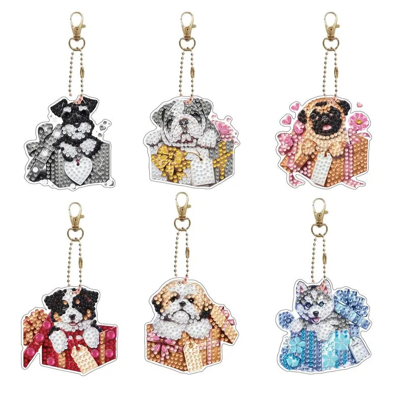Porte-clés de peinture diamant bricolage - Motif animal