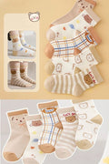 5 paire enfant modèle de chaussons d'ours doux confortable porter quotidiennement