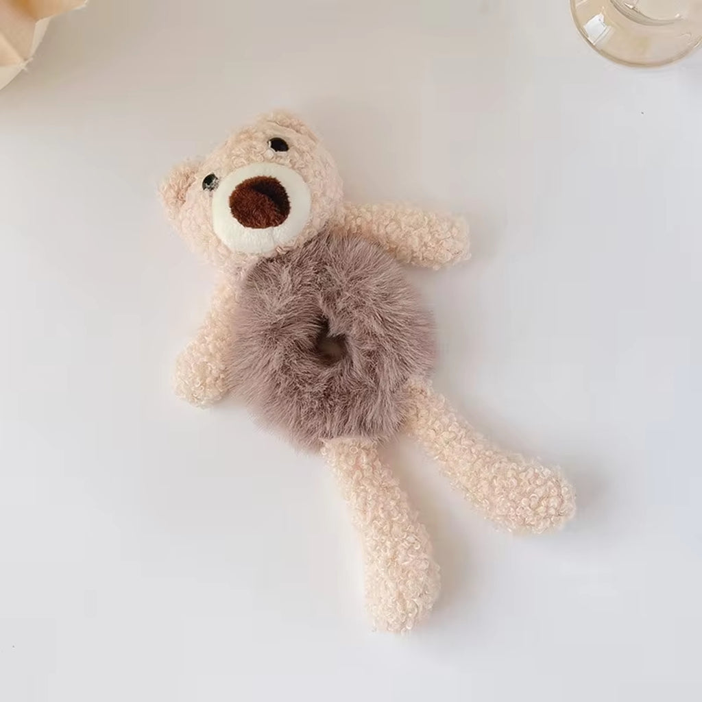 Filles Lovely Scrunchies Mignon ours bande de cheveux Lapin fourrure de cheveux corde doux chaud bande en caoutchouc pré