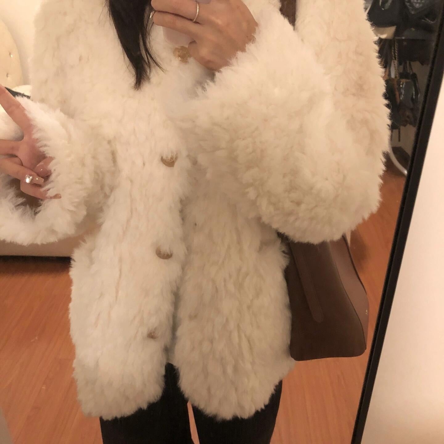 Manteau rembourré en coton épais pour femmes avec doublure en lambswool