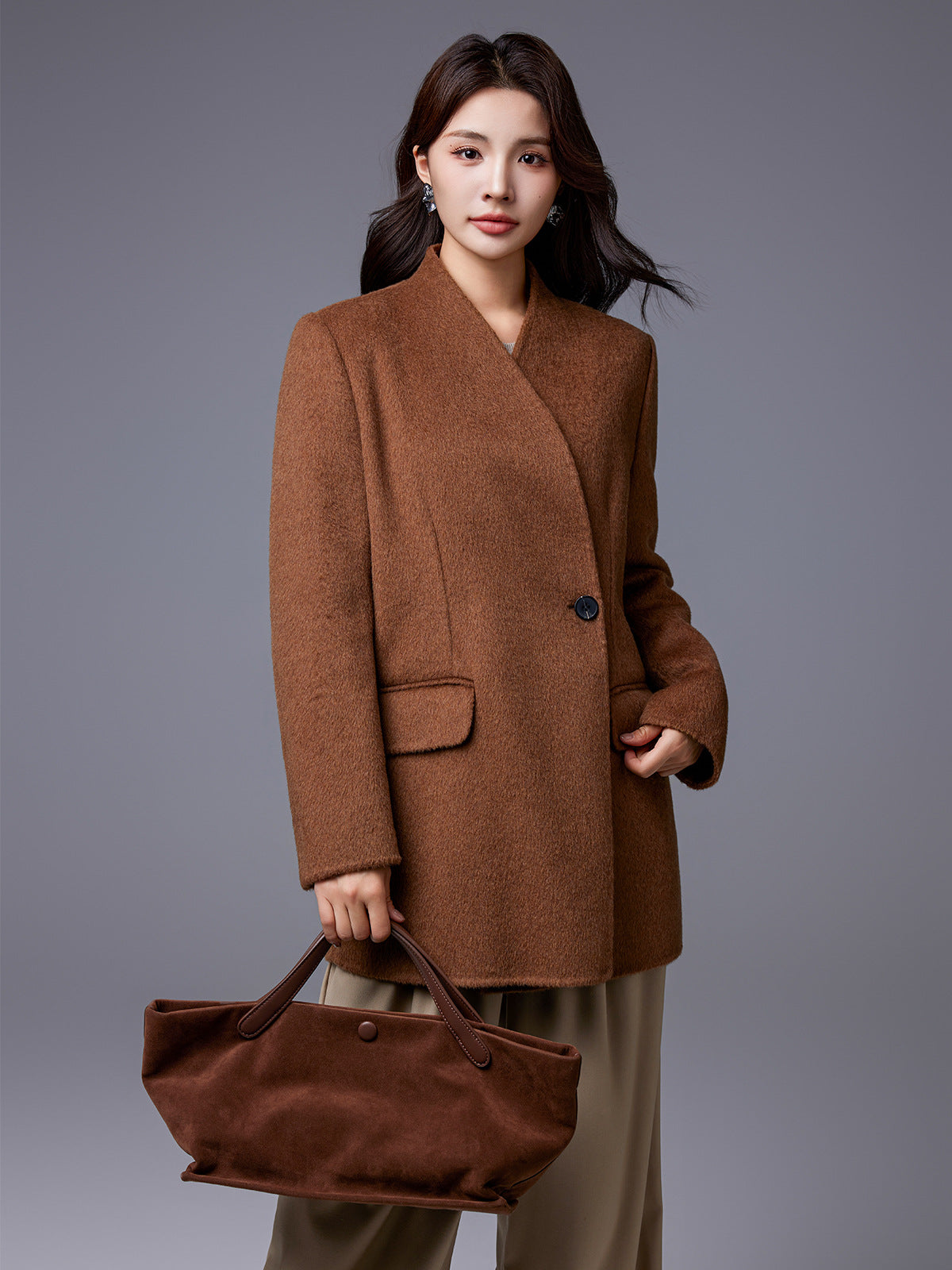 Manteau court en laine de style vintage pour femmes