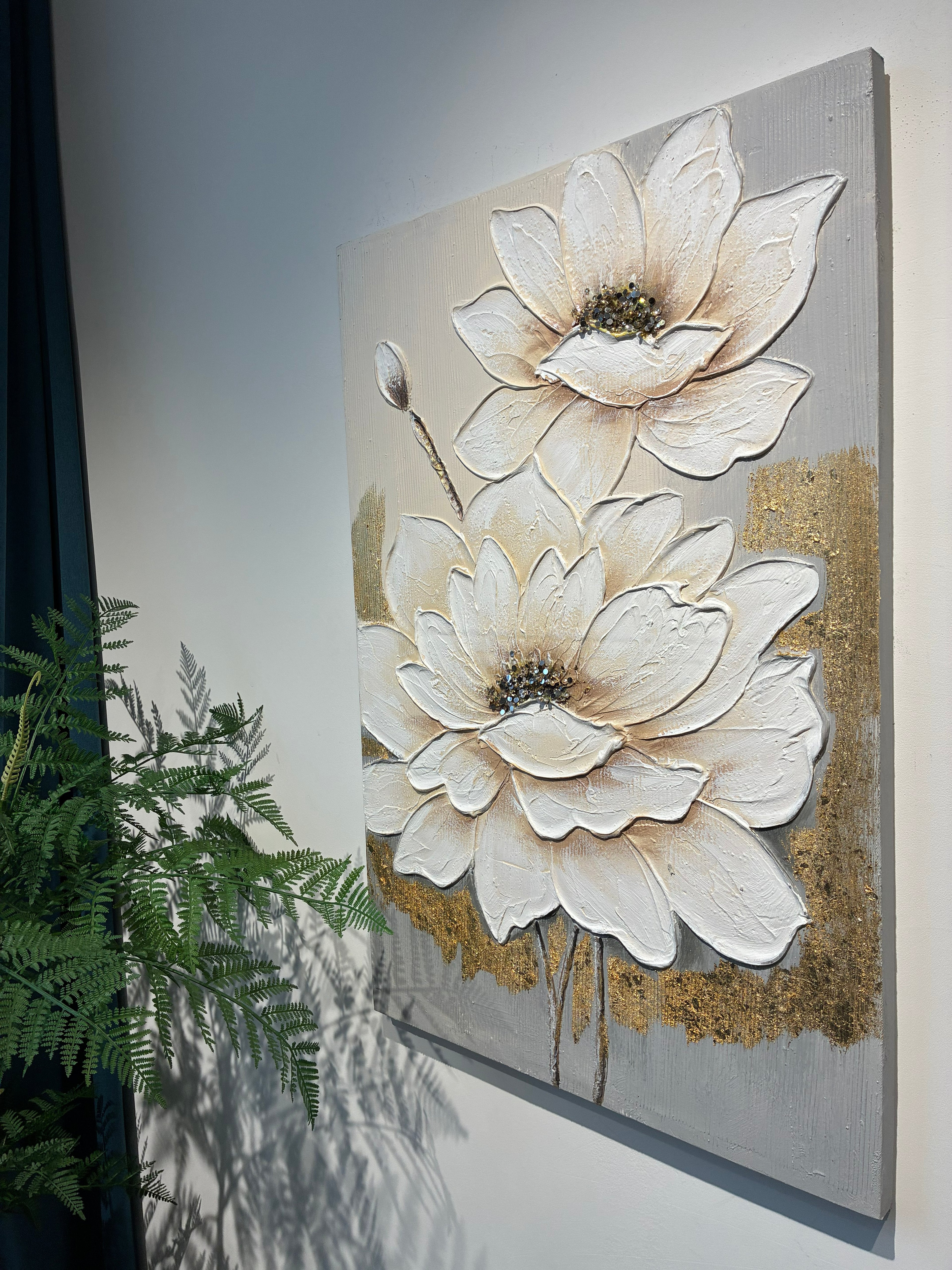 24x36 Blanc Lotus Fleur Toile Wall Art