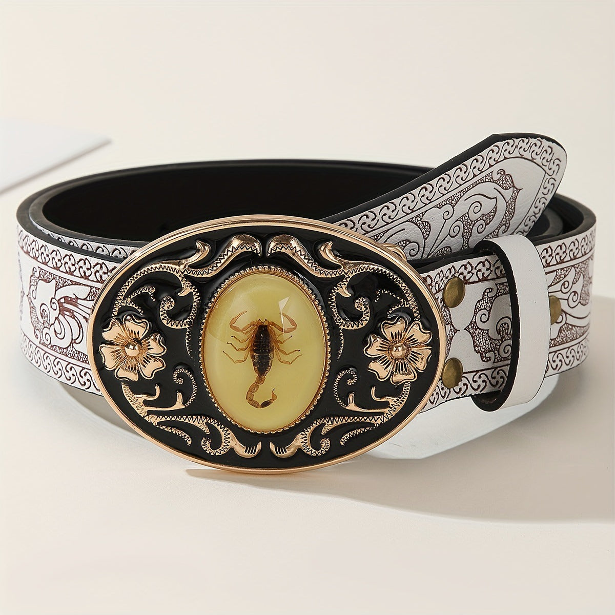 Ceinture créative en cuir de scorpion pour hommes