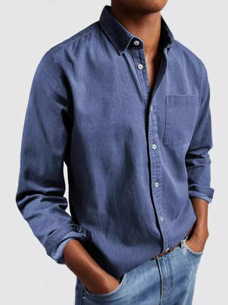 Amazon Commerce extérieur Europe et les États-Unis Lapel homme chemise de couleur solide hommes