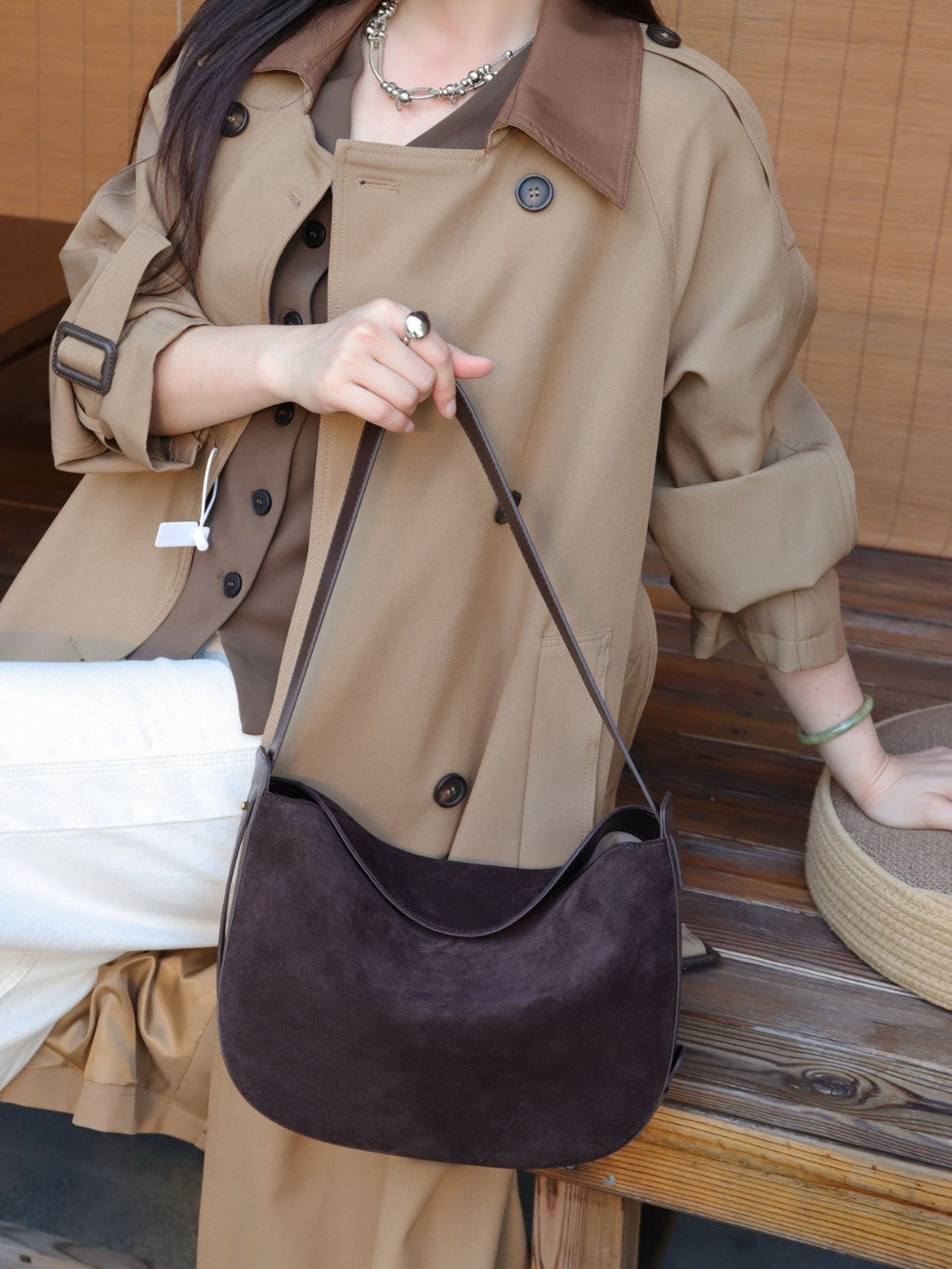 Retro Matte véritable sac sous-arm en cuir pour les femmes