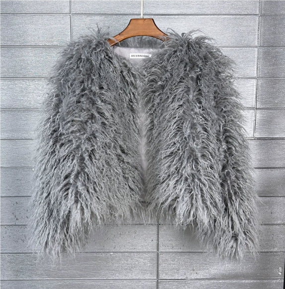 Femmes manteau de fourrure Automne Hiver Faux Fur Shaggy Veste Fourrure Bontjas