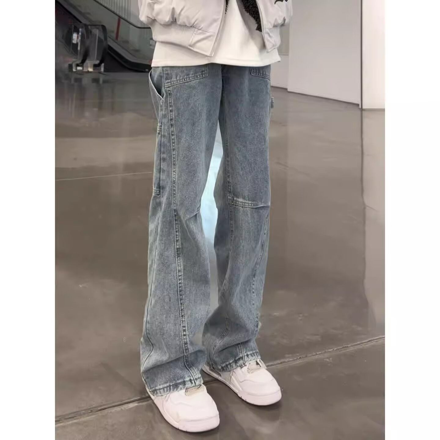 Jeans Homme Légèrement Évasés Bleu Rétro