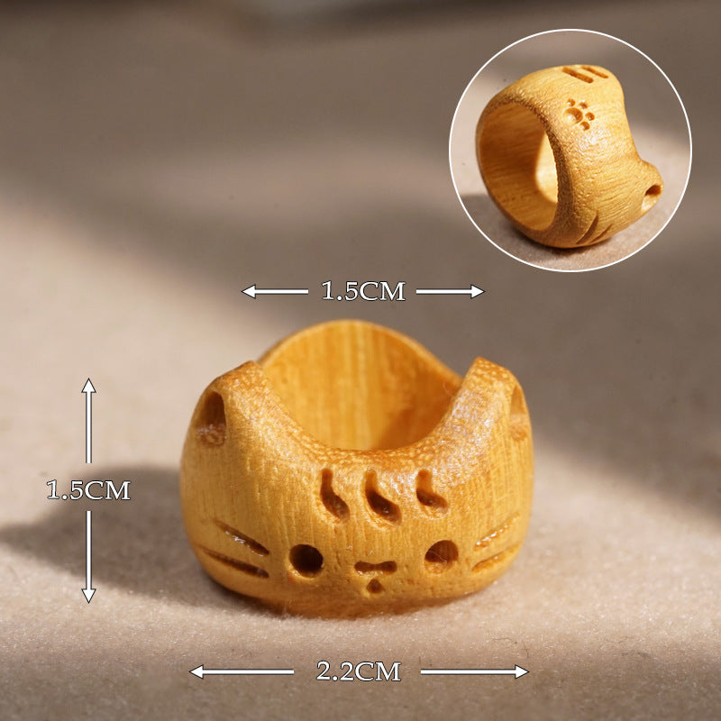 Anneau de niches rétro sculpté en bois