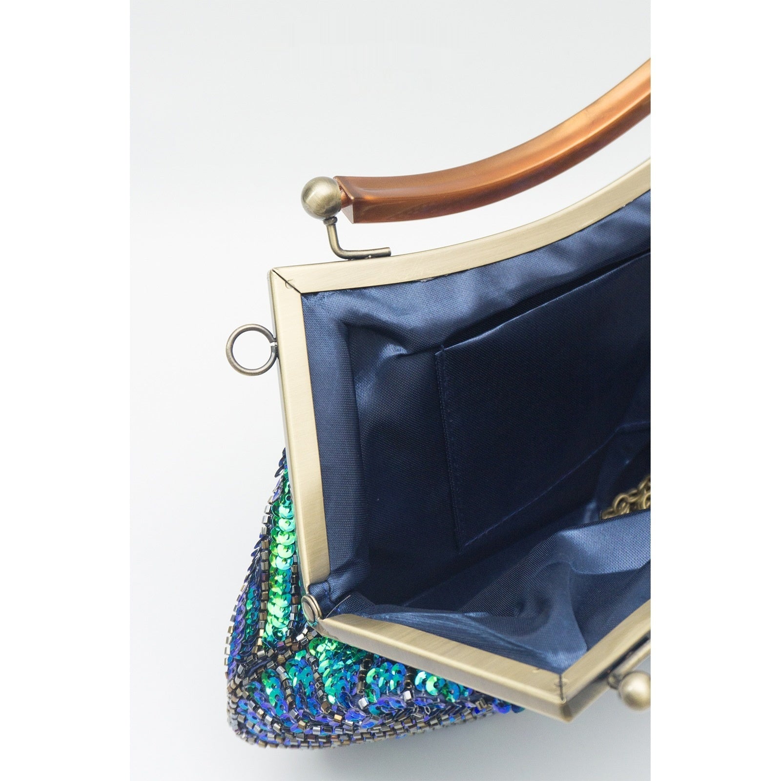 Peacock-feather Perle artisanal vintage sac de soirée