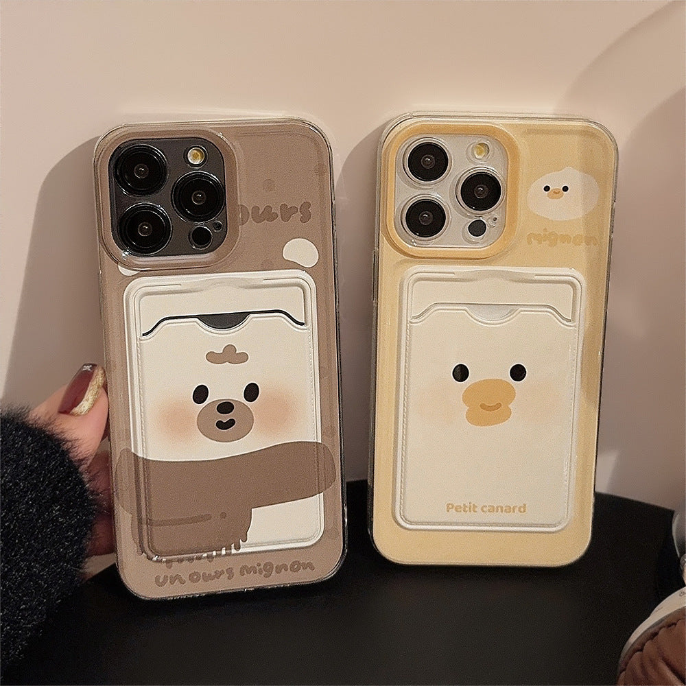 Porte-cartes mignon Sets boîtier de téléphone pleine couverture transparente