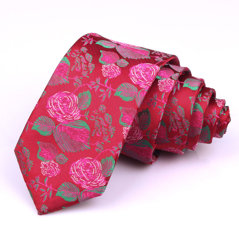 Cravate pour hommes Mode décontractée Fil teint 6cm Fleur Graffiti