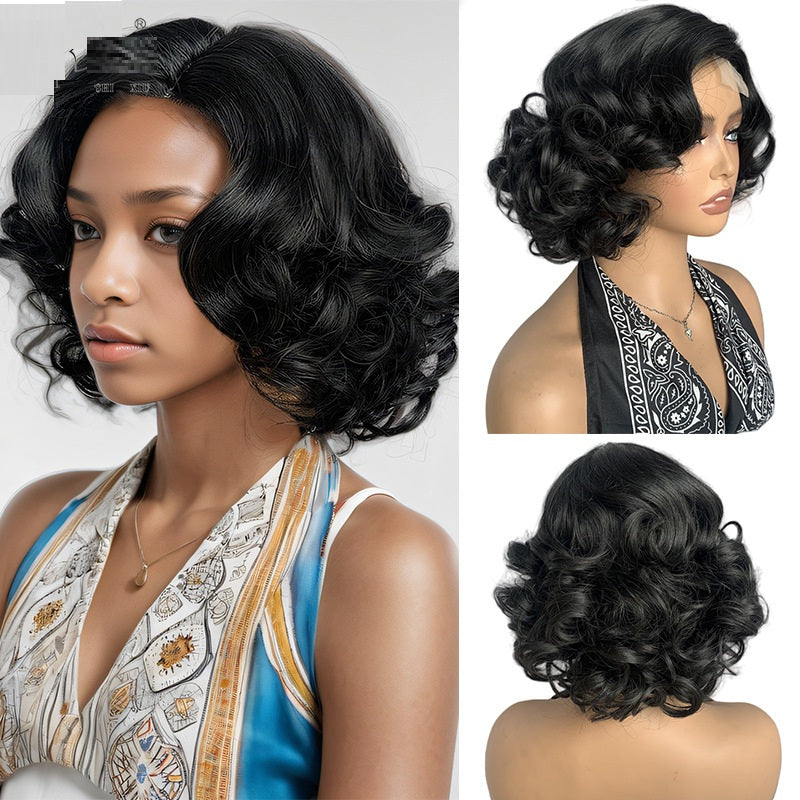 Dentelle Parted Egg Curl Big Wave Perruque synthétique Femme Tête