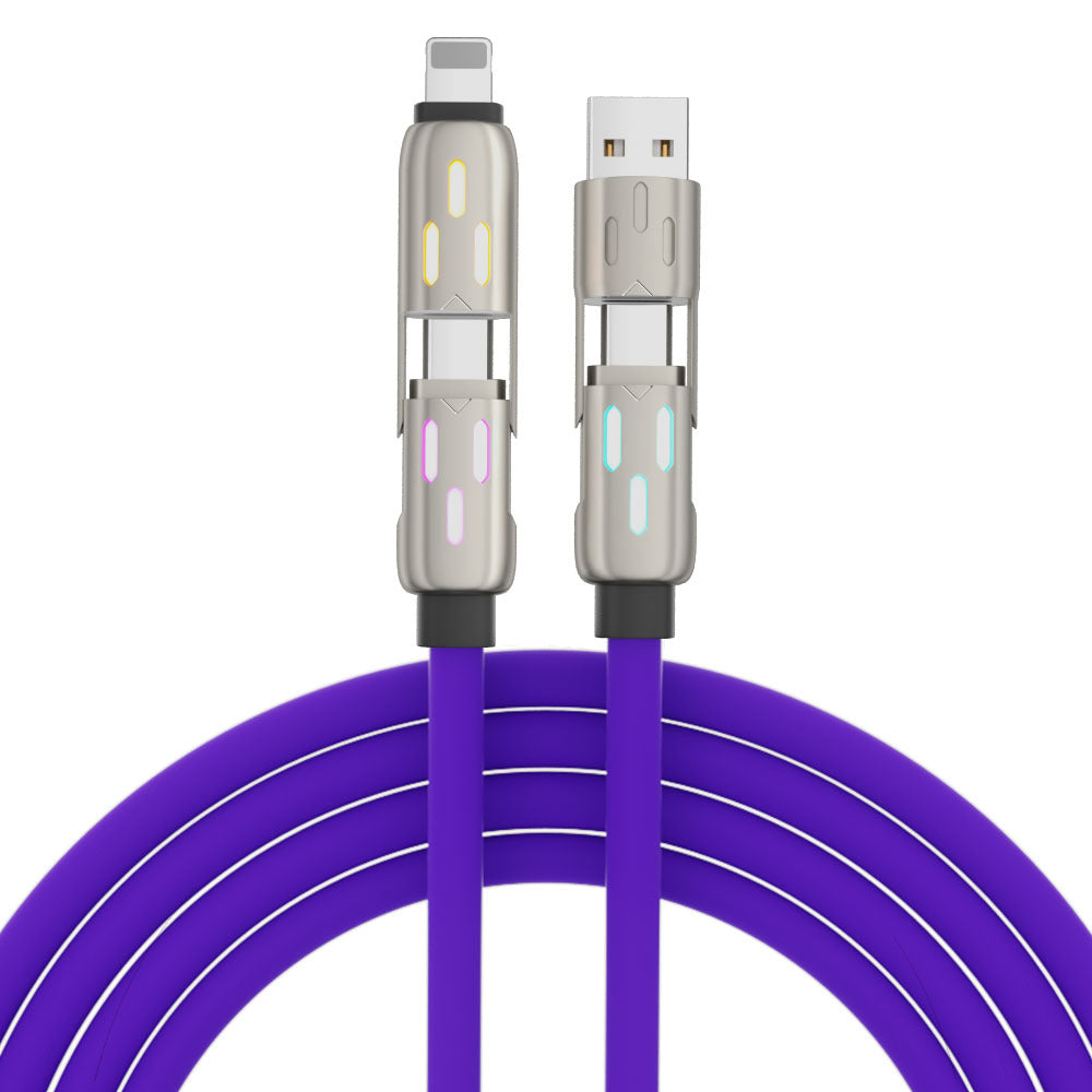 Adaptateur d'extension Real Silicone Data Câble de recharge de voiture quatre en un