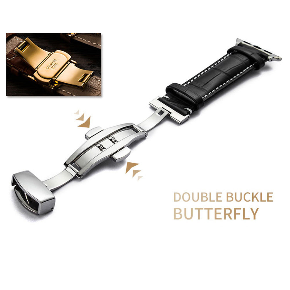 Bracelet 4 slub Pattern Double bouton papillon boucle