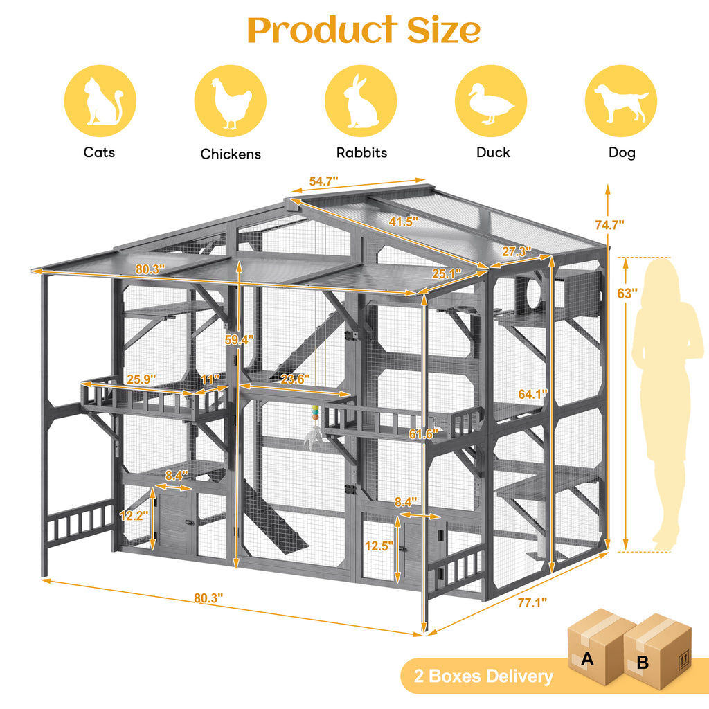 Grand Catio extérieur pour 6-10 Chats