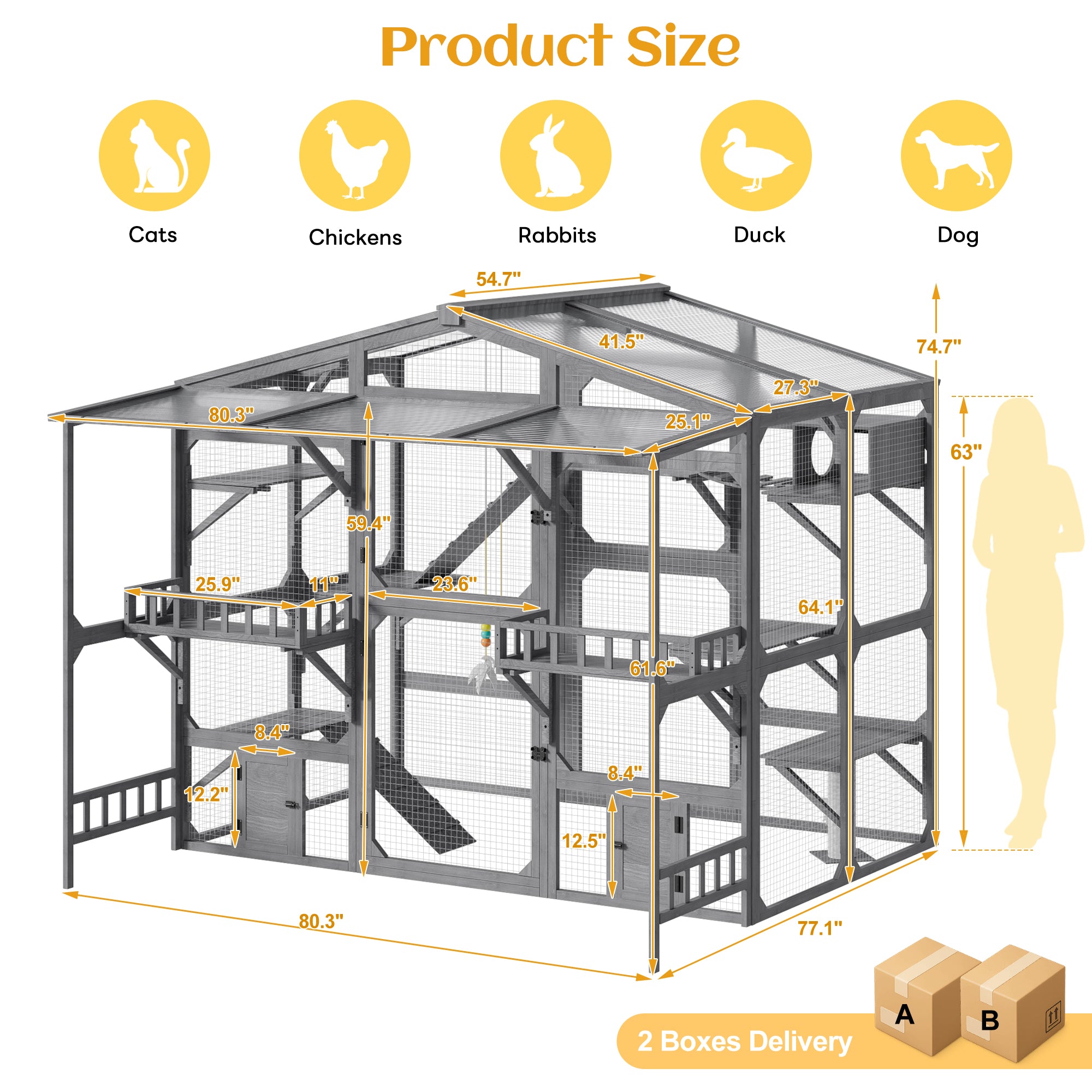 Grand Catio extérieur pour 6-10 Chats