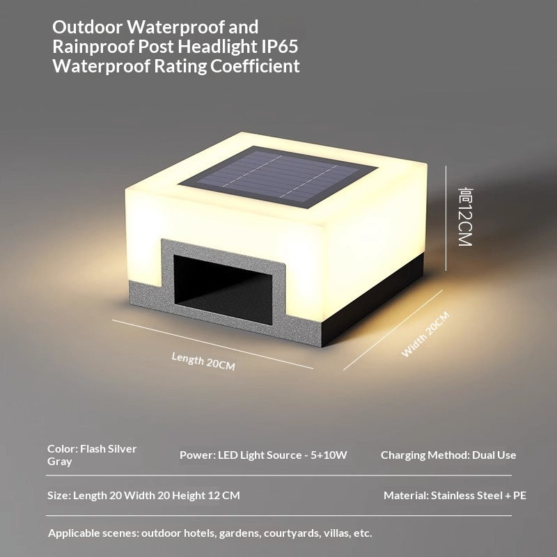 Minimaliste moderne extérieur solaire en acier inoxydable étanche lumières de cour