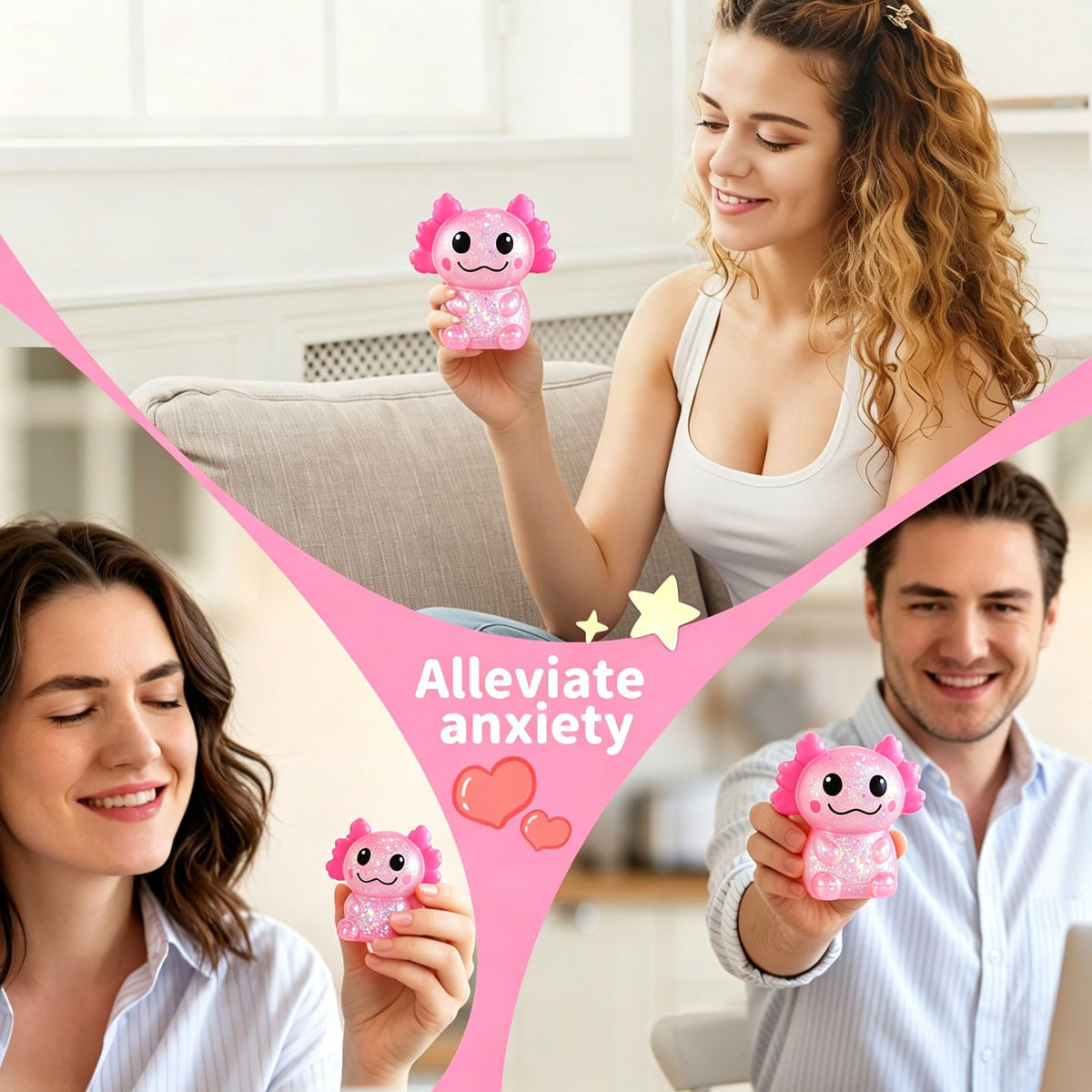 1PCS Glitter Axolotl Squishy