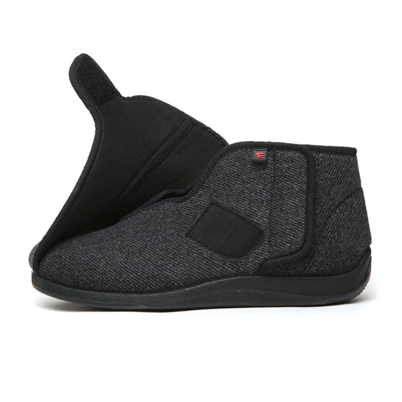 Tweed rayé avec de larges chaussures Velcro