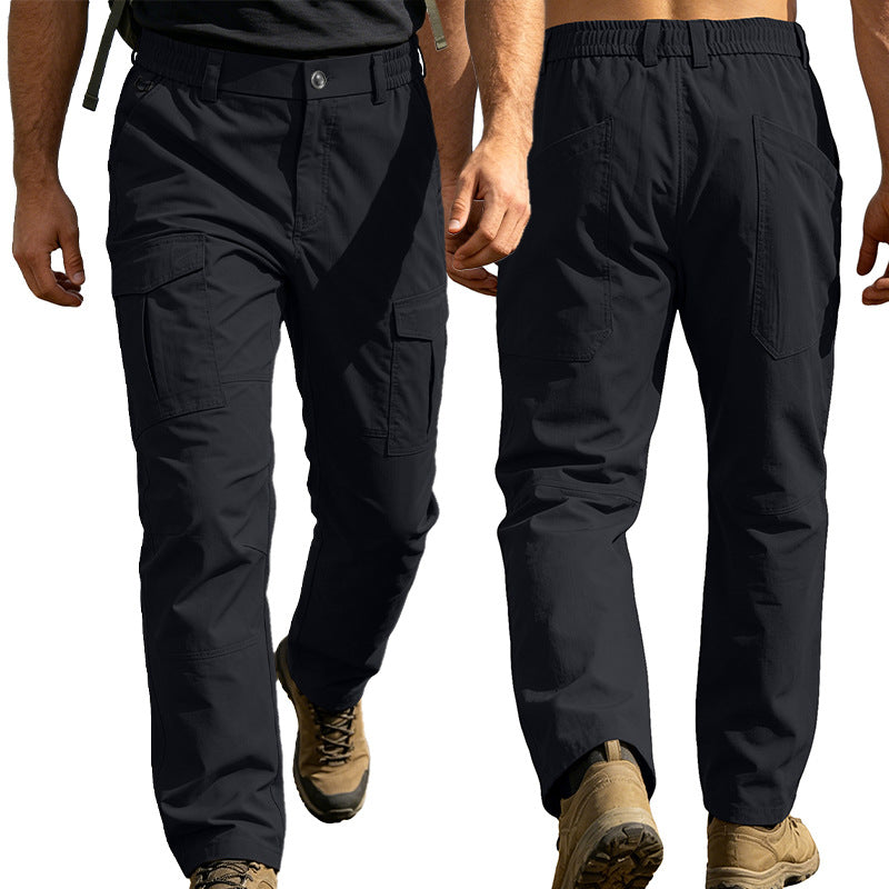 Pantalon de travail imperméable de printemps et d'automne pour hommes avec de multiples poches et une grande taille extérieure