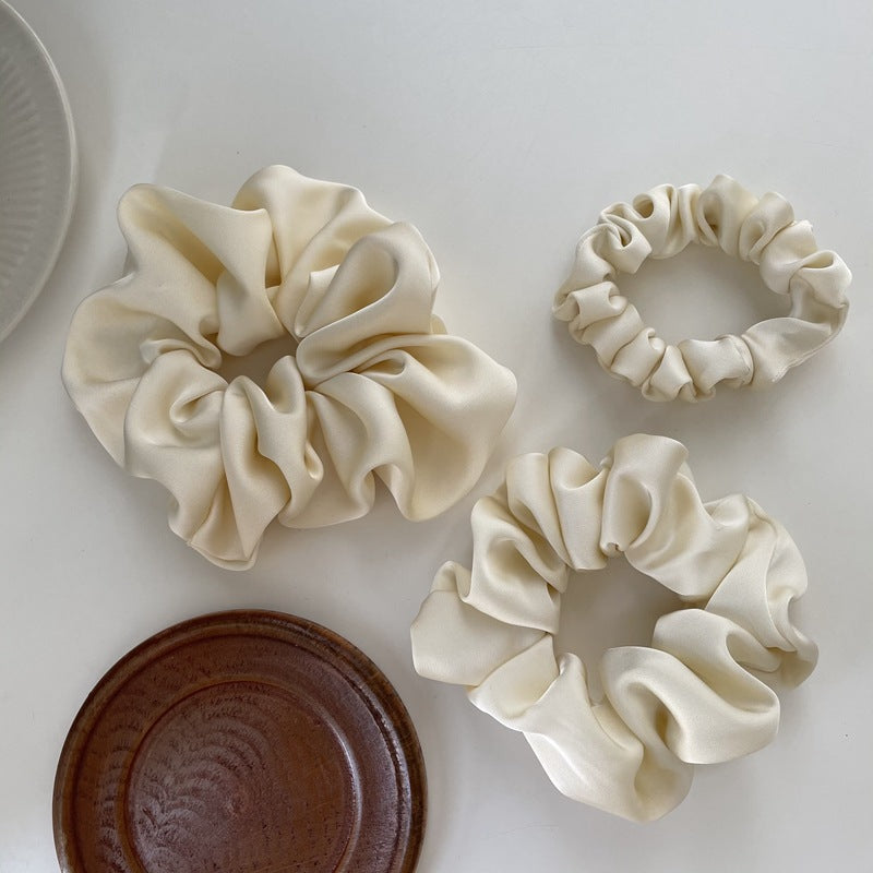 Crème Texture Silky Satin French Black Large Intestine Hair Ring