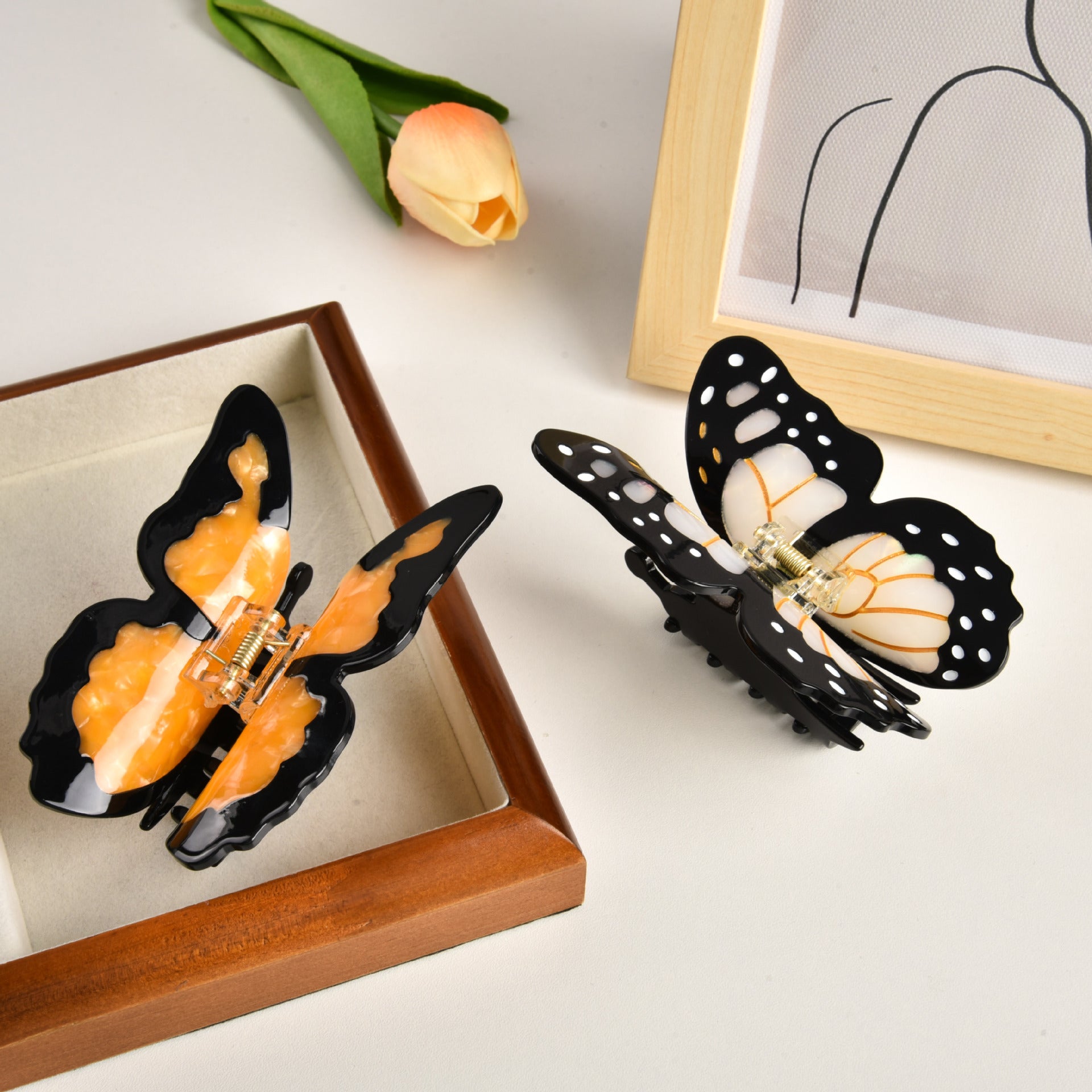Acétate Butterfly Grip Large Sweet Hair Clip Back Spoon Updo Shark Claw