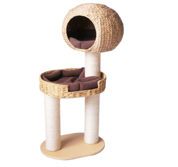 Green Song Woven Cat Climbing Frame with Thick Posts Cat Tree Cat Bed and Scratching Post