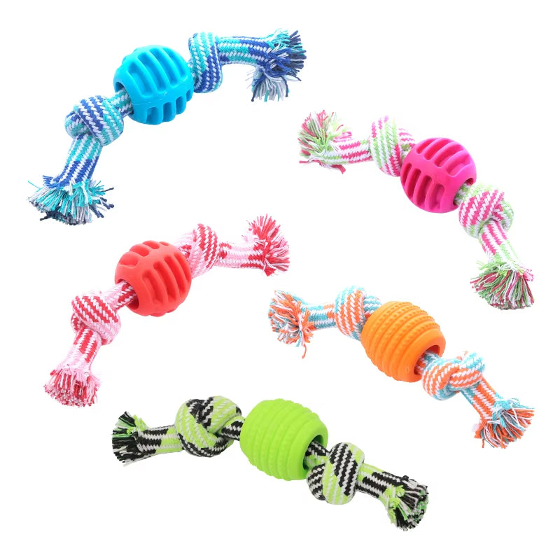 Jouet de chien de chien Corde de coton Double noeud boule résistant à la morsure de dents Toy de nettoyage de balle Pet Suppli