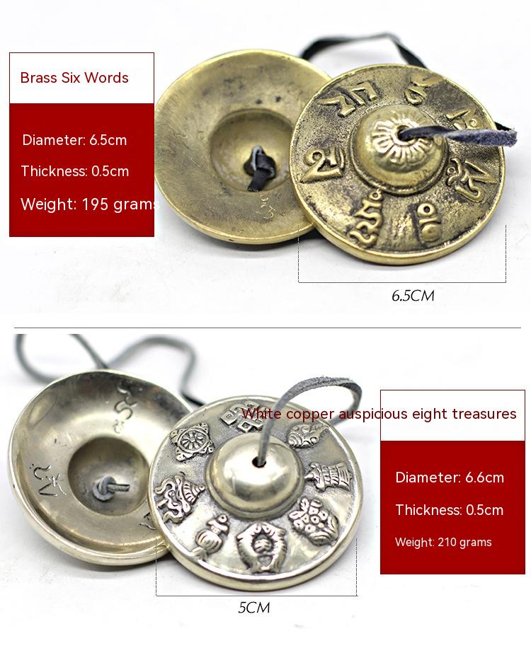 Népal Instrument de percussion Clip en cuivre pur tibétain Bell Clip à la main Bell Cymbales