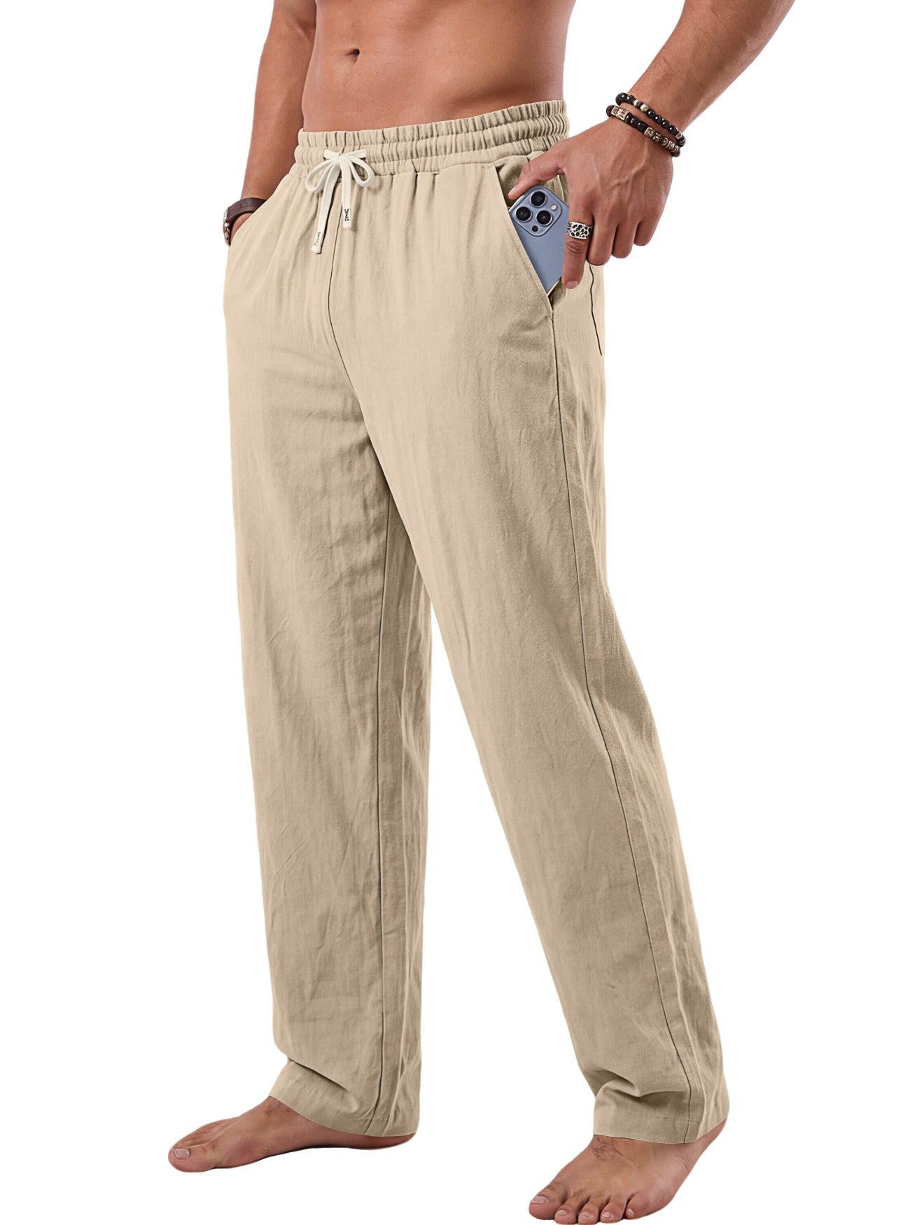 Pantalons en coton lavés, de style américain pour hommes