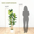 5.2FT Figuier artificiel de feuille avec pot blanc décoratif