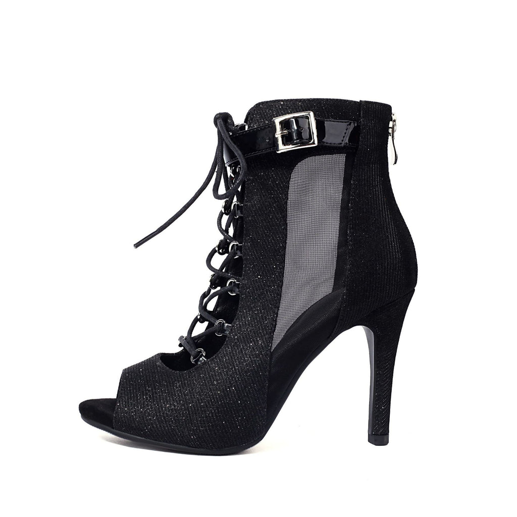 Bottes de mésange à bouche de poisson avec paillettes et talons Stiletto