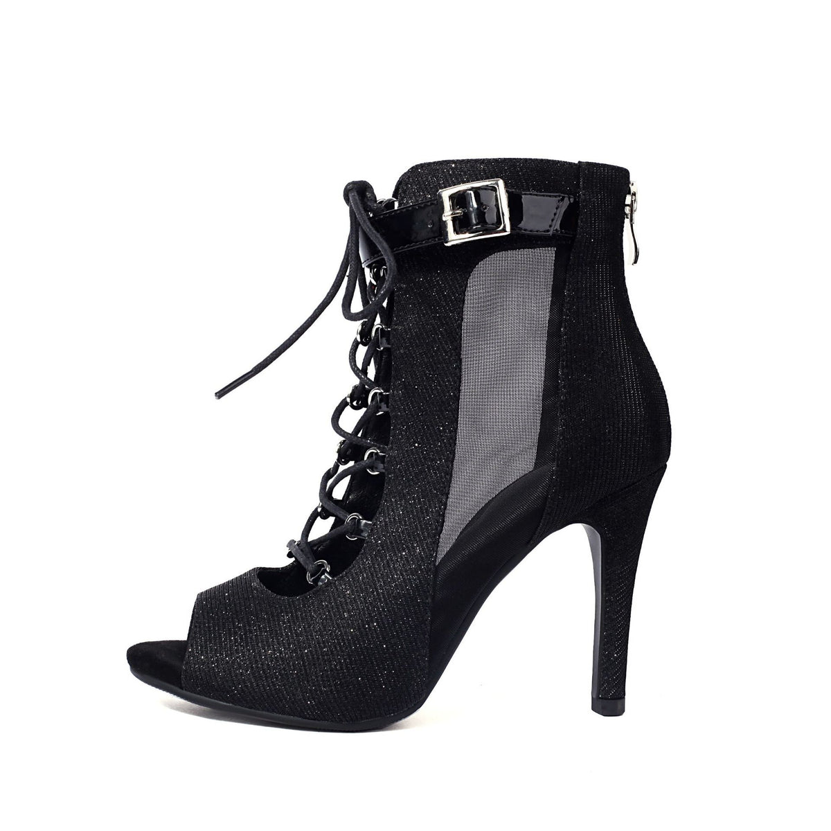 Bottes de mésange à bouche de poisson avec paillettes et talons Stiletto