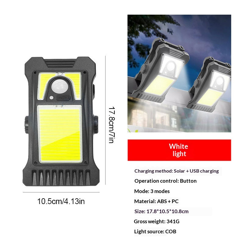 Portable extérieur Patio Human-Body-sensing Solar-Powered LED Wall Light