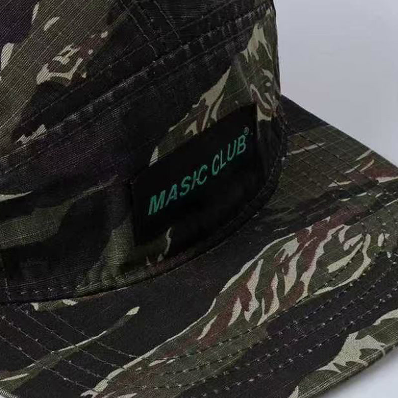 Logo de lettre de camouflage à carreaux Chapeau de camping à cinq panneaux - Plat à séchage rapide
