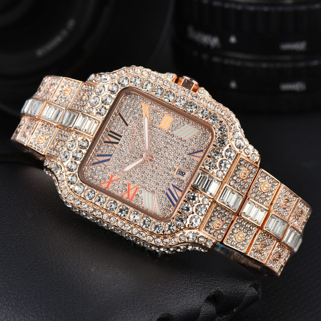 Men's Square Fashion Full Diamond Watch