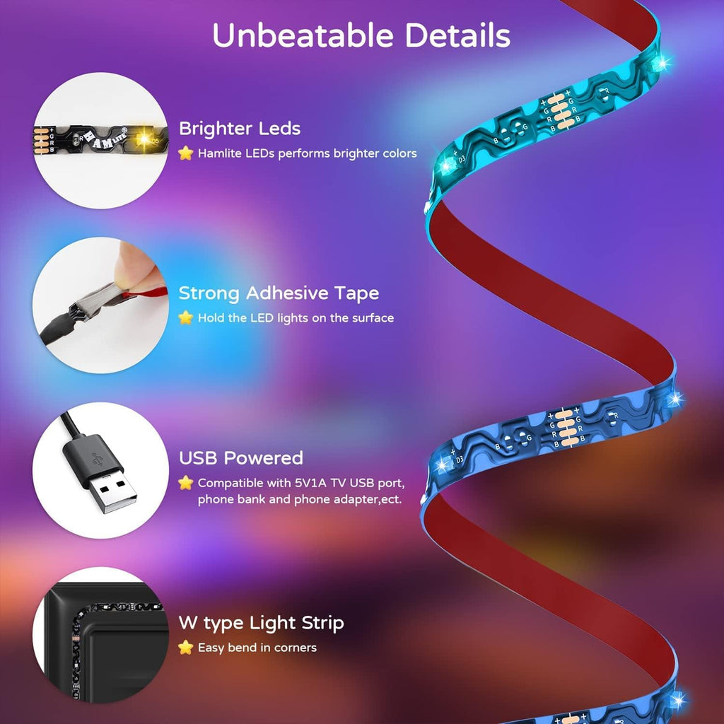 (20 mètres)Smart Bluetooth LED Strip Light Kit - Éclairage flexible multi-couleurs avec USB Co