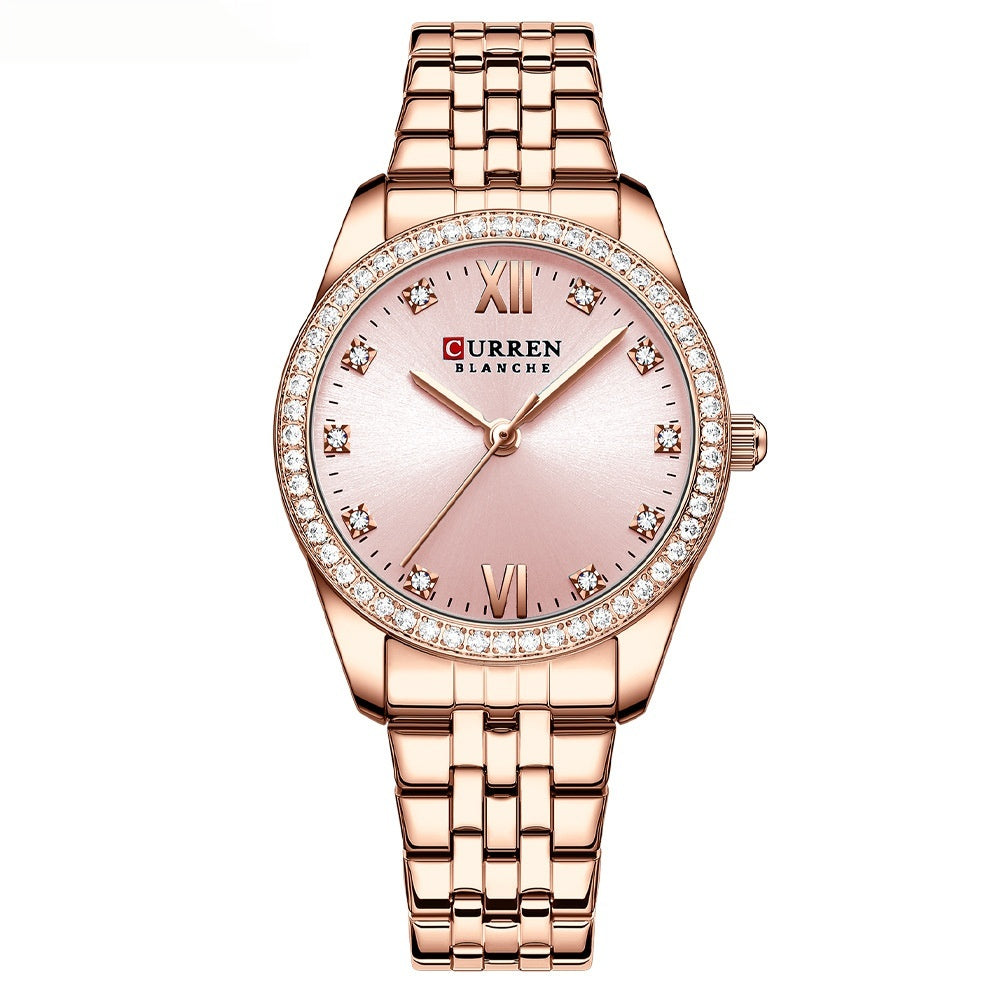 Simple waterproof women's watch with Roman numerals