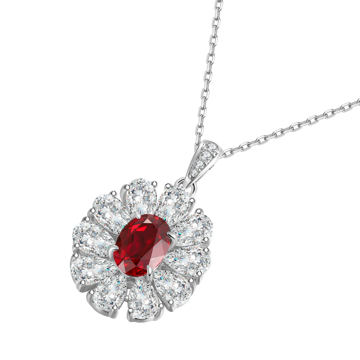 S925 Argent 4.0g Collier de pierre gemme créé en laboratoire