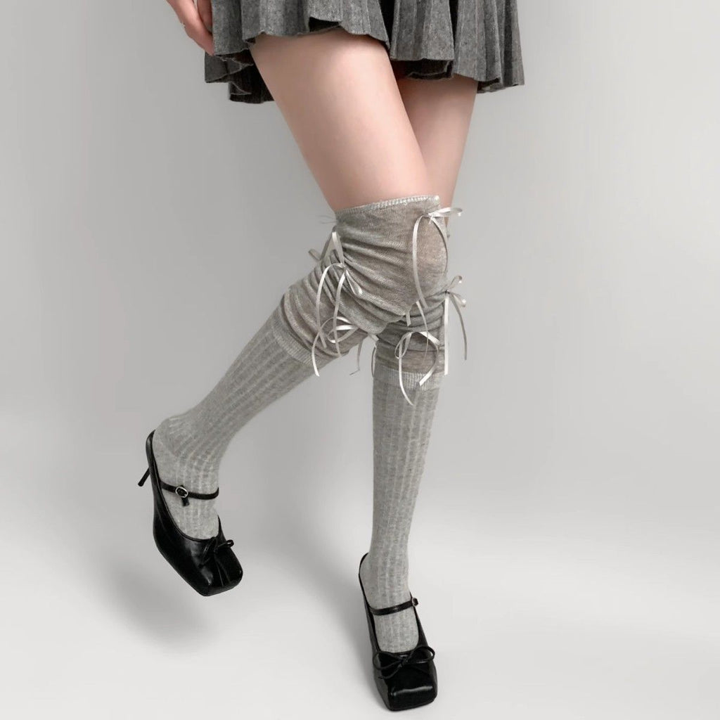 Femmes SpringAutomn Bas minces avec patchwork et Bowknot