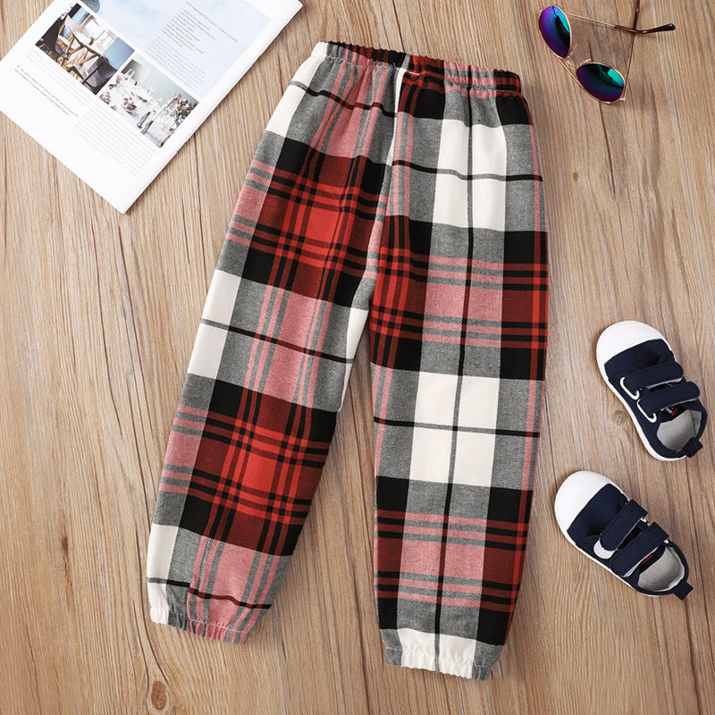 Mode Plaid rouge imprimé Long Moyen enfant