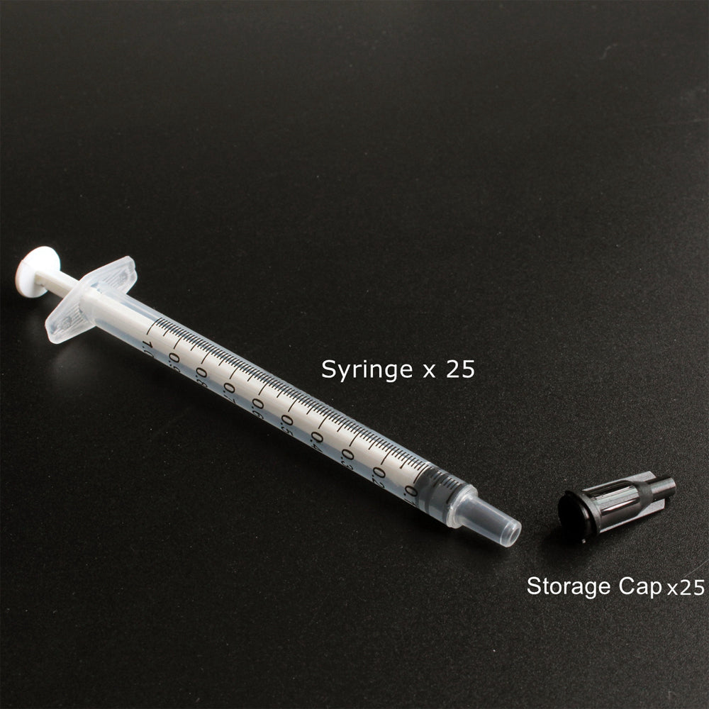 25pcs Luer Slip Tip 1ml Syringes avec des capsules sont parfaits pour l'alimentation des animaux de compagnie